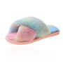 Blossom Faux Fur Slippers Pastel Rainbow, thumbnail 2 of 5