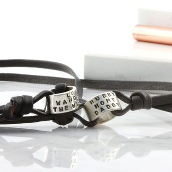 Personalised Mens Leather Milestone Bracelet, 4 of 9