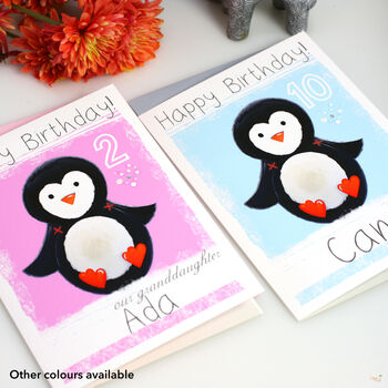 Personalised Penguin Blue Birthday Card, 5 of 6