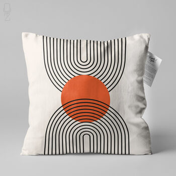 Bauhaus Geometric Abstract Lumbar Cushion Cover In Orange And Black, 3 of 12