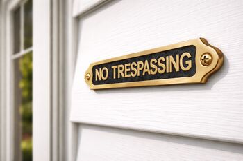 Solid Brass “No Trespassing” Door Sign Plaque With Black Finish, 4 of 6