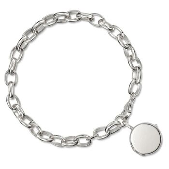 925 Sterling Silver Links Round Locket Bracelet, 3 of 5