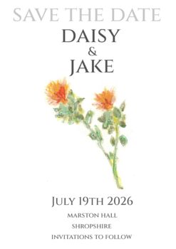 Pack 12 Carthamus Original Personalised Wedding Invitations, 5 of 6