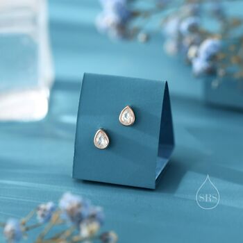 Sterling Silver Tiny Cz Droplet Earrings, 3 of 12