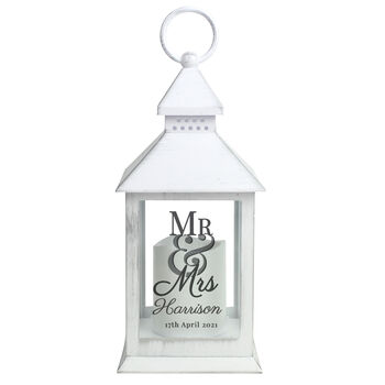 Personalised Mr And Mrs White Lantern – Perfect Wedding Gift For Couples, 5 of 5