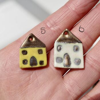 Handmade Tiny Gold Ceramic House Necklace, 3 of 10