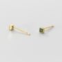 Sterling Silver Green Crystal Square Stud Earrings, thumbnail 4 of 5