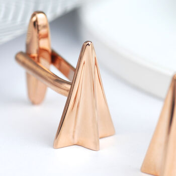 Personalised Rose Gold Paper Plane Cufflinks, 2 of 6
