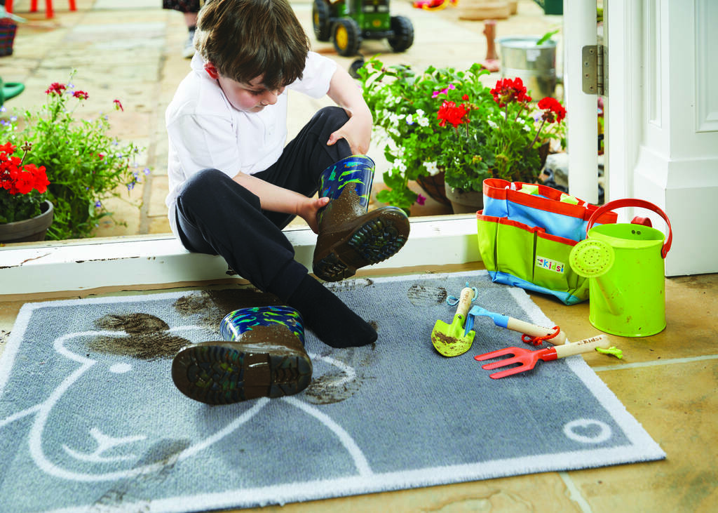 Hug Rug Washable Herdy Hello Grey Mat By Hug Rug