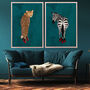 Turquoise Zebra Wearing Heels Original Art Print, thumbnail 8 of 10