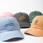 Custom Embroidered Wavy Text Cotton Vintage Cap, thumbnail 1 of 10