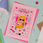 Pink Doll Birthday Card With Stickers, thumbnail 1 of 6