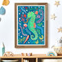 Seahorse Colourful Ocean Nursery Print, thumbnail 1 of 9