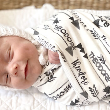Personalised Arrow Baby Organic Swaddle Blanket, 2 of 6