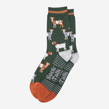 Goat Farm Animals Bamboo Socks Men's Khaki Green, 2 of 4