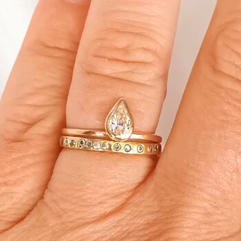 Pear Diamond Solitaire Ring On 18ct Gold, 2 of 5