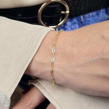 Gold Plated Everyday Paperclip Chain Stacking Bracelet, 2 of 4