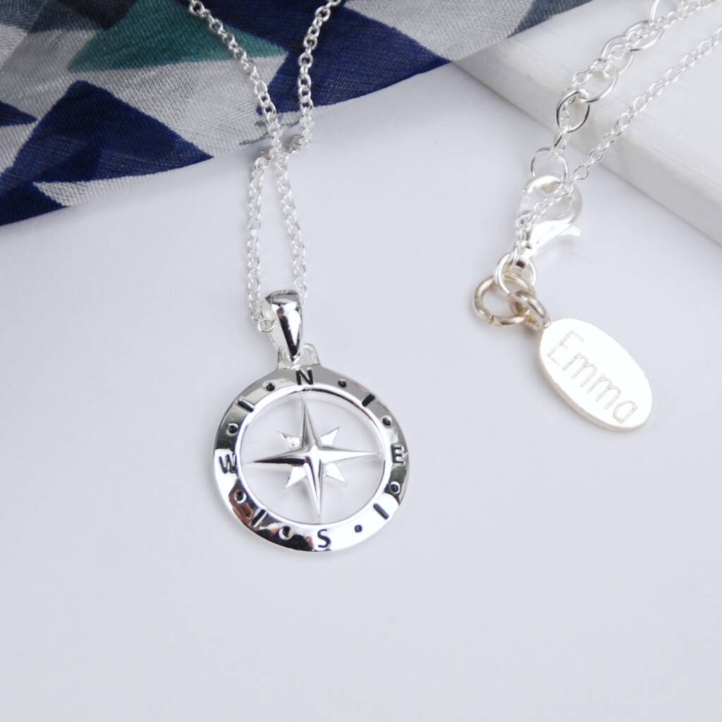 Sterling Silver Love Compass Necklace By Penelopetom