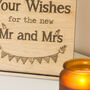 Oak Veneer Leave Your Wishes Standing Wedding Sign, thumbnail 2 of 2