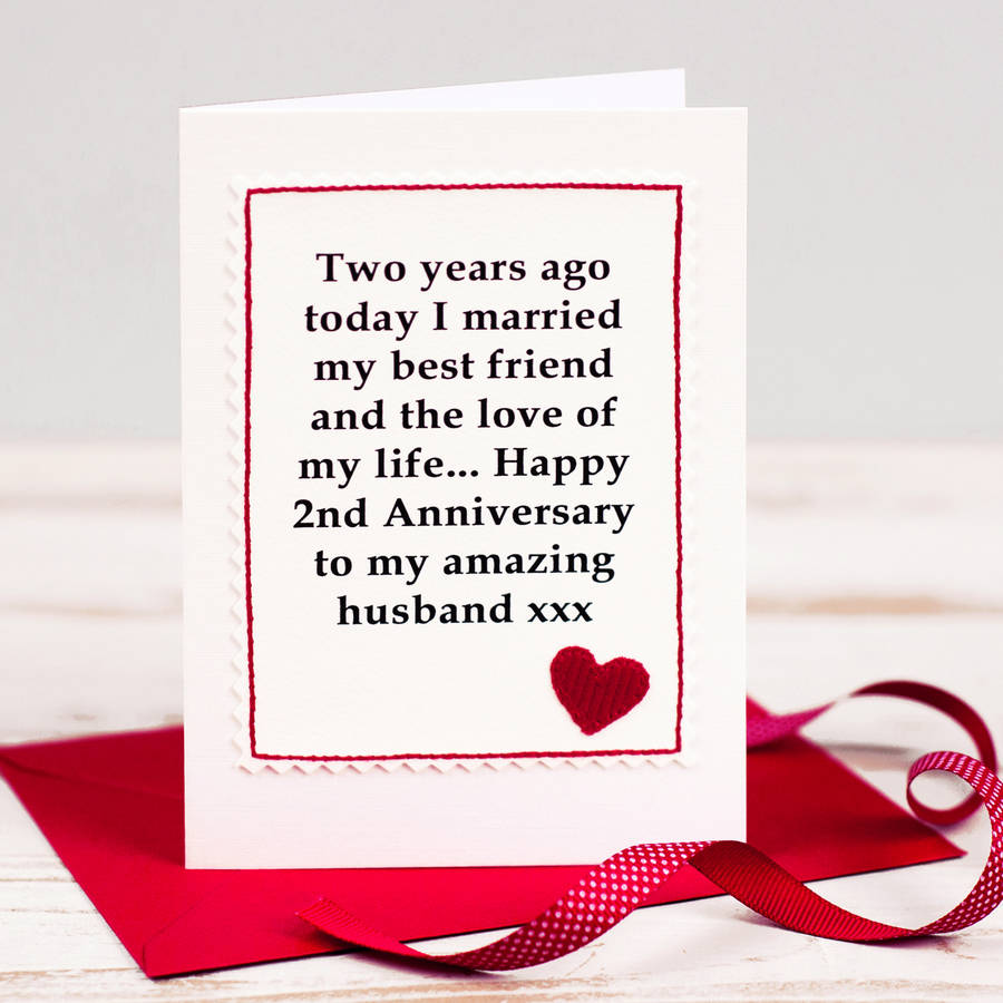 Handmade Second Anniversary Card By Jenny Arnott Cards Gifts Notonthehighstreet Com