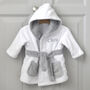 Personalised White And Grey Baby Dressing Gown, thumbnail 2 of 10