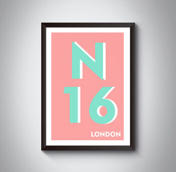 N16 Stoke Newington London Postcode Typography Print, 10 of 11