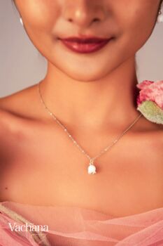 Sterling Silver 925 Simple White Lilly Of The Valley Necklace, 9 of 9