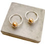 Silver Hoops With A Single Large 9ct Solid Gold Bead, thumbnail 1 of 5