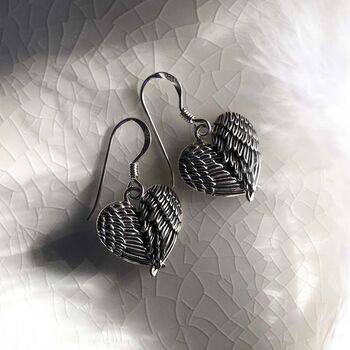 Sterling Silver Love Wings Dangly Earrings, 3 of 5
