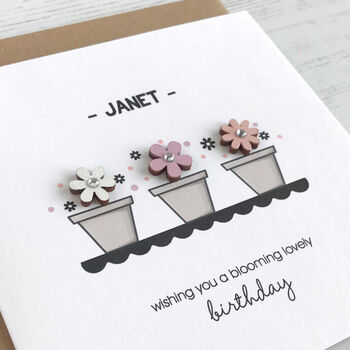 Personalised Flower Pots Birthday Card, 3 of 4