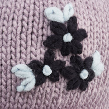 Forget Me Not Knitted Lilac Bonnet, 7 of 7