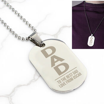 Personalised Dad Stainless Steel Dog Tag Necklace, 5 of 7