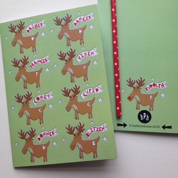 Children's Christmas Personalised Reindeer Notebook, 2 of 9