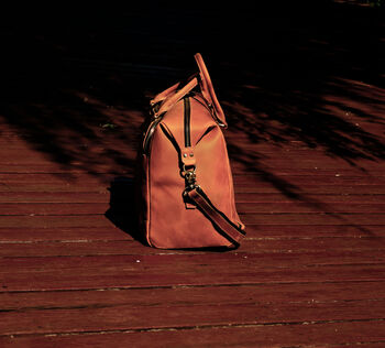 Stitched Detail Genuine Leather Holdall Vintage Look, 8 of 12