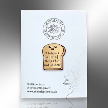 I Tolerate A Lot Of Things But Not Gluten Bread Slice Enamel Lapel Pin, Gluten Free Brooch Badge, Celiac Disease Awareness Gift, 4 of 8