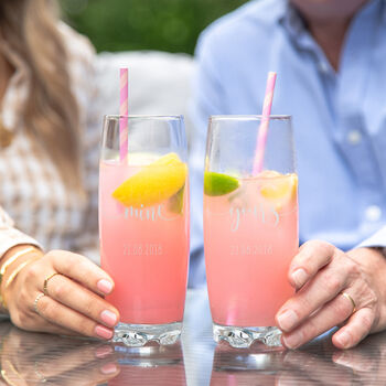 Personalised Mine And Yours Hi Ball Glass Tumbler Set, 2 of 5