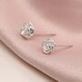 Sterling Silver Rose Flower Stud Earrings, thumbnail 1 of 8