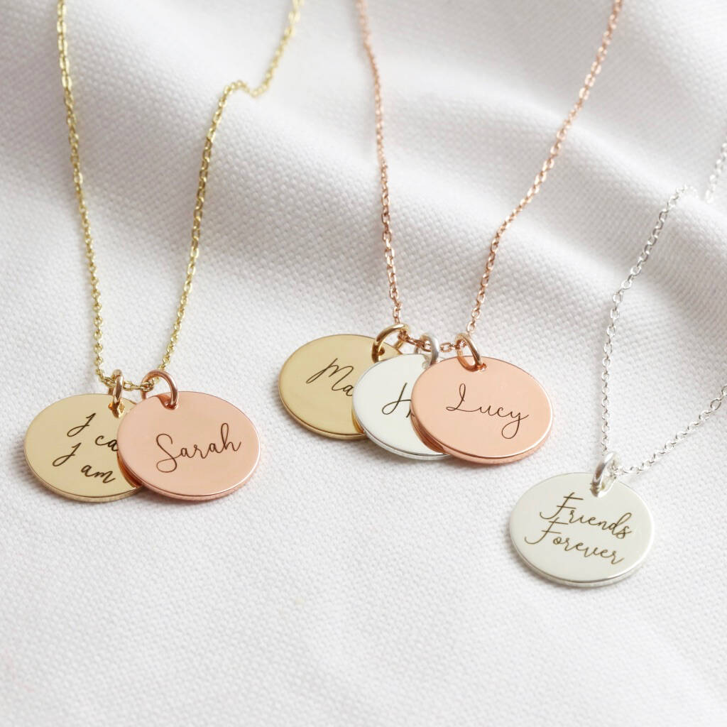 Personalised Mixed Metal Disc Charm Necklace, 1 of 9