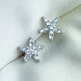 Sterling Silver Sparkly Flower Stud Earrings, thumbnail 3 of 5