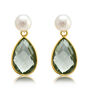 Clara Freshwater Pearl And Green Amethyst Drop Earrings, thumbnail 2 of 3