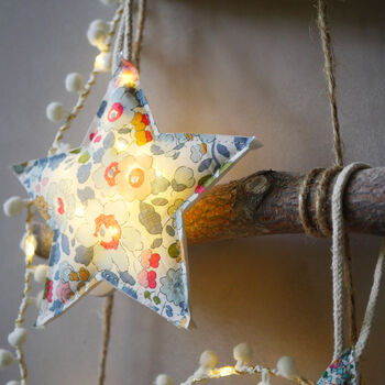 Liberty Print Fairy Light Star Tree Decoration, 2 of 6
