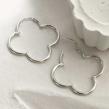 Sterling Silver Flower Hoops, 5 of 7