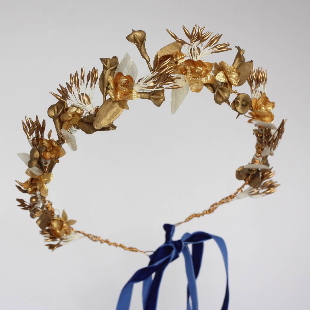 Gold Floral May Day Crown By Samantha Walden | notonthehighstreet.com