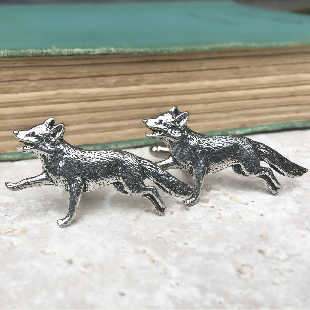 wild fox cufflinks antiqued pewter by wild life designs ...