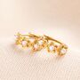 Sterling Silver Pearl Flower Huggie Hoop Earrings In Gold, thumbnail 1 of 4