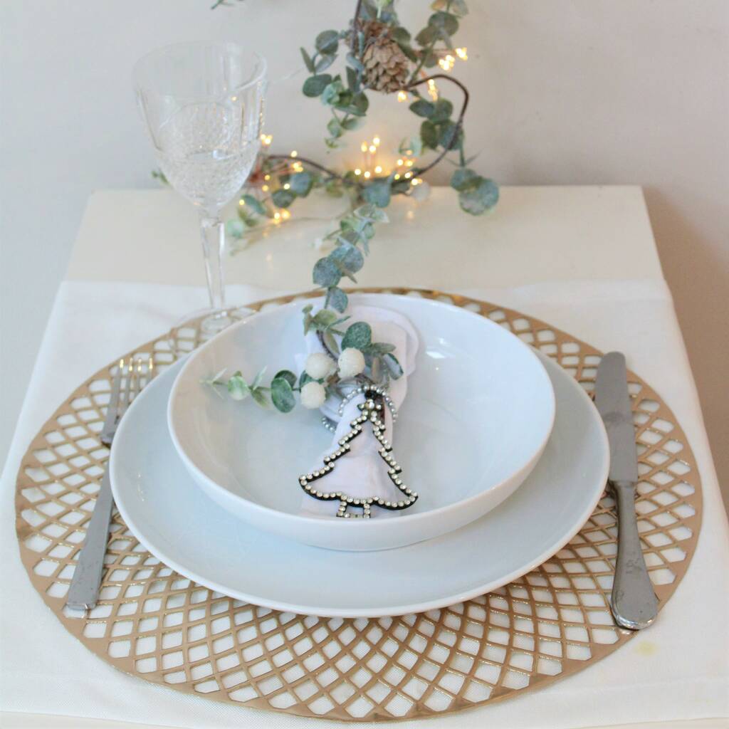 Set Of Four Metallic Gold Faux Leather Placemats By Ella James