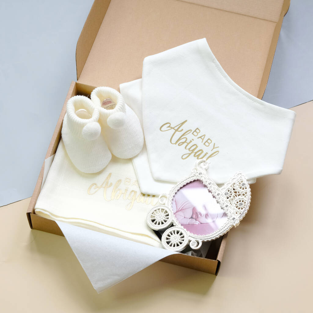 Personalised Ivory Gift Set For New Born Baby By 1st Birthday Gifts