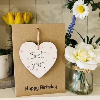Personalised Gran Wooden Heart Keepsake Birthday Card, 2 of 2