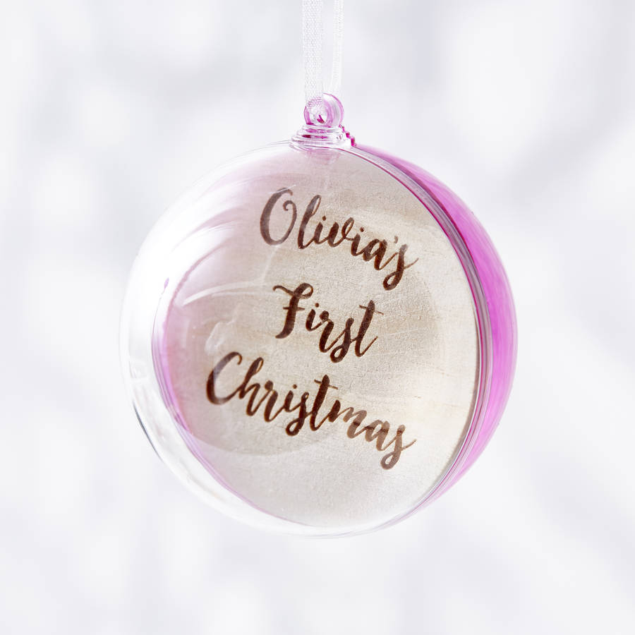 Engraved Colourful Personalised First Christmas Bauble By Sophia ...