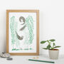 'Otters And Kelp' A Two Colour Art Print, thumbnail 1 of 4